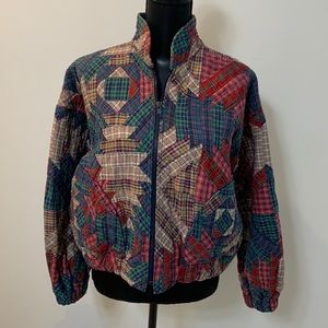 Handmade Unique Quilted Plaid Heavy Bomber Jacket Coat Women's Medium